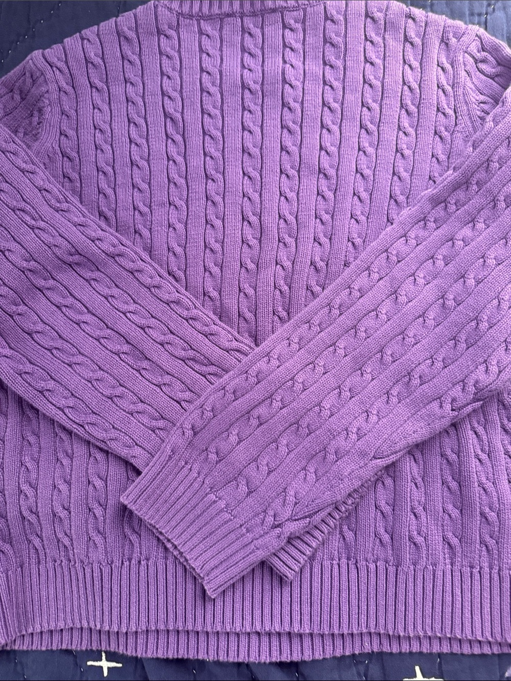Ralph Lauren Purple Cable-Knit Crewneck Sweater - Picture 7 of 9
